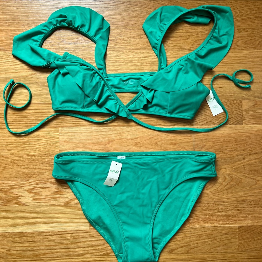 Aerie Scoop Wrap Around Bikini Green